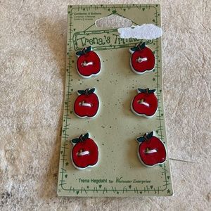 Vintage 1997 Trenas Trinkets Ceramic Apple Buttons New